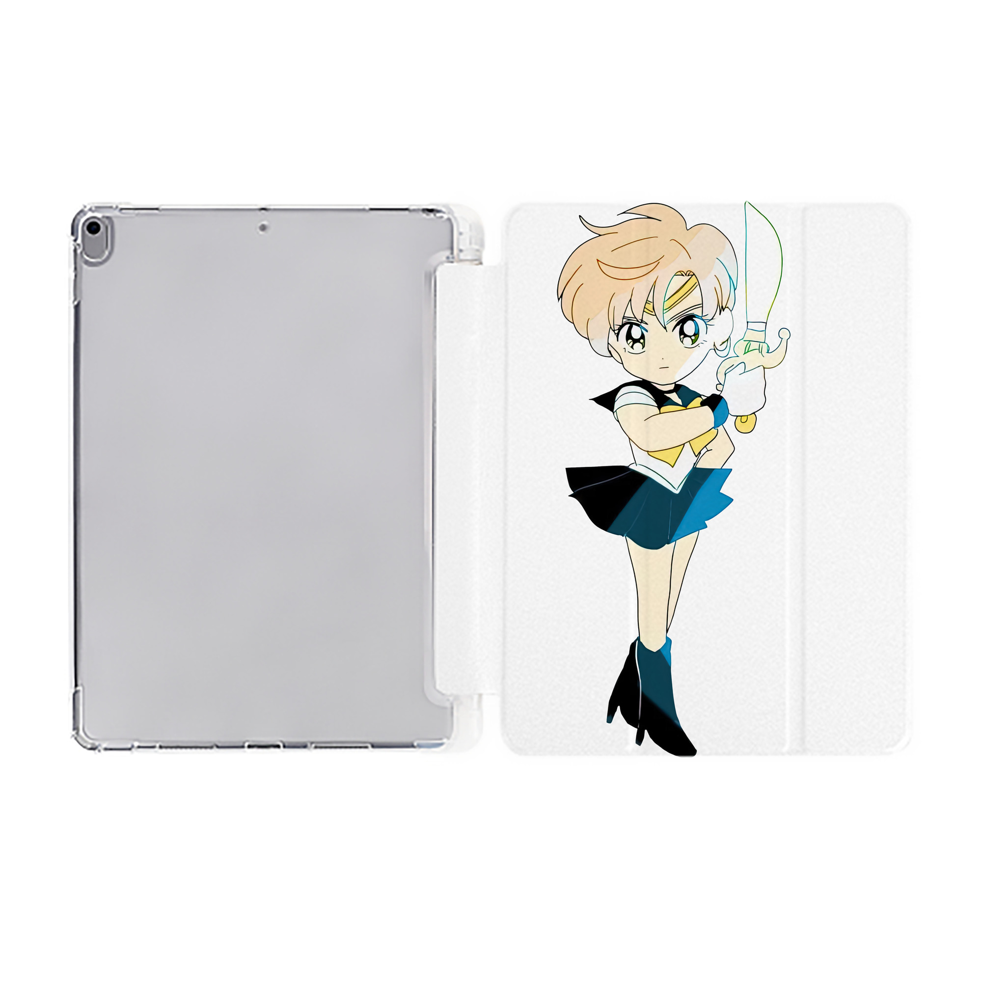 （画像用） 美少女戦士セーラームーン 天王はるか Sailor Moon Tenoh Haruka IPad ケース ペン収納付き 三つ折りスタンド PUレザー×シリコン 対応機種9.5/10.5/10.9インチ